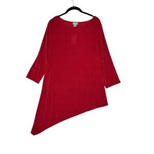 NWT Chicos Travelers Womens Red Asymmetrical Tunic Top 1(M)‎ Slinky Drop Needle